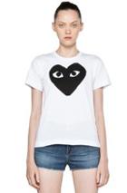Comme Des Garcons Play Cotton Black Heart Emblem Tee In White