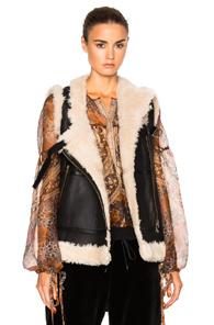 Chloe Shearling Flying Vest In Black