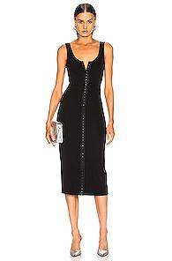 Mugler Hook And Eye Midi Dress In Black