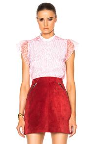 Carven Short Sleeve Top In Pink,abstract
