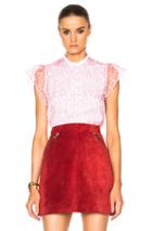Carven Short Sleeve Top In Pink,abstract