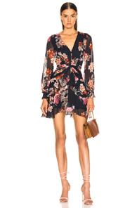 Nicholas Rust Floral Pintuck Mini Dress In Blue,floral