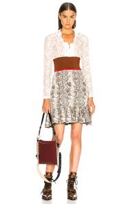 Chloe Lace Top Mini Dress In Animal Print,red,white