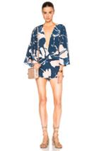 Adriana Degreas Crepe De Chine Playsuit In Blue,floral