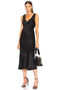 Tibi Ruffle Bias Dress In Black