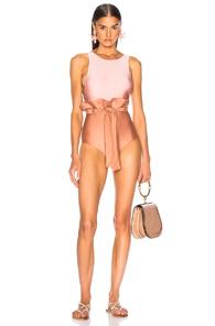 Adriana Degreas Bicolor Clochard Swimsuit With Straps In Pink