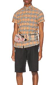 Burberry George Small Stretch Check Shirt In Neutral,plaid