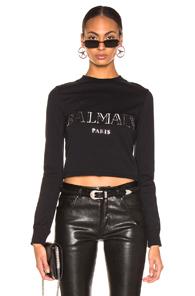 Balmain 3d Crop Top In Black