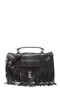 Proenza Schouler Medium Ps1 Leather Finge Satchel In Black
