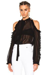 Msgm Long Sleeve Top In Black