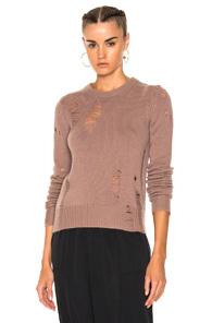 Raquel Allegra Fitted Crewneck Sweater In Pink,purple