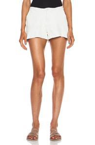 Raquel Allegra Linen & Leather Shorts In White