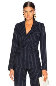 Jonathan Simkhai Pinstriped Fitted Blazer In Blue,stripes