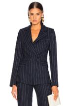 Jonathan Simkhai Pinstriped Fitted Blazer In Blue,stripes