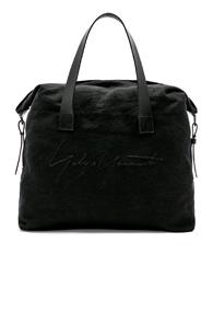 Yohji Yamamoto Embossed Canvas Tote In Black