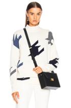 Victoria Beckham Houndstooth Cashmere Turtleneck Sweater In Geometric Print,neutrals