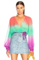 Attico For Fwrd Degrade Cropped Shirt In Ombre & Tie Dye,pink,green,purple