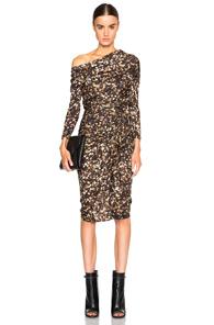 Givenchy Baby's Breath & Cross Print Jersey Dress In Black,green,floral