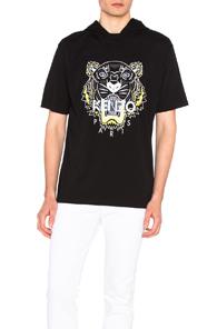 Kenzo Hooded Tiger Tee In Black