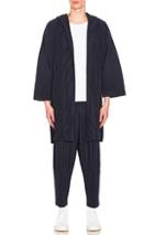 Issey Miyake Homme Plisse Hooded Coat In Blue