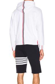 Thom Browne Backstripe Zip Hoodie In White