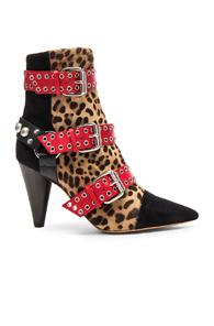 Isabel Marant Calf Hair Lysett Eyelet Wild Shoes In Black,animal Print