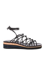 Chloe Leather Net Sandals In Black