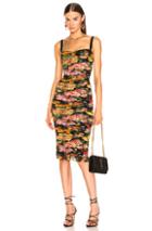 Dolce & Gabbana Multi Floral Print Tulle Tubino Dress In Black,floral,red