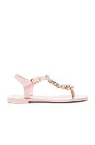 Dolce & Gabbana Flower Jewel Jelly Sandals In Pink,floral