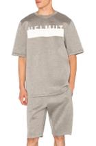 Helmut Lang Sponge Fleece Logo Short Sleeve Sweatshirt In Gray