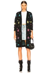 Amiri Star Long Cardigan In Black,blue,pink,stars,yellow