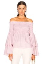 Caroline Constas Appolonia Top In Checkered & Plaid,pink