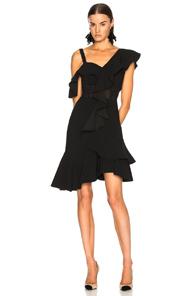 Proenza Schouler One Shoulder Ruffle Mini Dress In Black