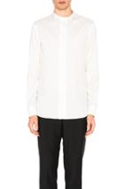 Alexander Mcqueen Collarless Silk Shirt In White