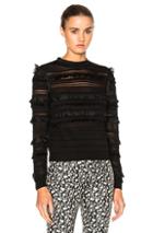 Oscar De La Renta Ruffle Pullover Sweater In Black