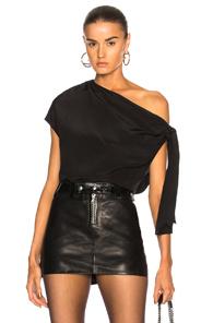 Tibi Asymmetrical Tie Top In Black