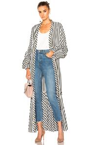 Johanna Ortiz Mompox Kimono In Green,white,stripes