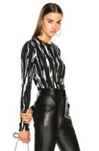 Proenza Schouler Ikat Stripe Tissue Jersey Long Sleeve Tee In Abstract,black,blue,green