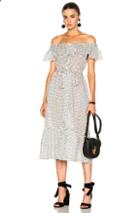 Lisa Marie Fernandez Mira Button Down Sheer Dress In Geometric Print,white