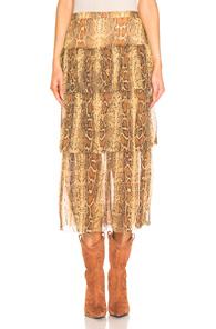 Zimmermann Ninety Six Fluted Skirt In Animal Print,brown,neutral