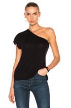 Enza Costa One Shoulder Short Sleeve Tee In Black