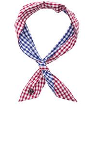 Maison Michel Scarf Twist Headpiece In Blue,checkered & Plaid