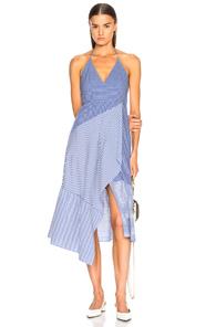 Tibi Collage Dress In Blue,stripes