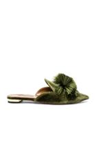 Aquazzura Velvet Powder Puff Flats In Green