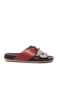 Fendi Embellished Slides In Red,floral