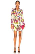 Dolce & Gabbana Fiorellini Print Charmeuse High Collar Dress In Floral,pink,white