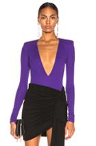 Alexandre Vauthier Stretch Jersey Plunging Bodysuit In Purple