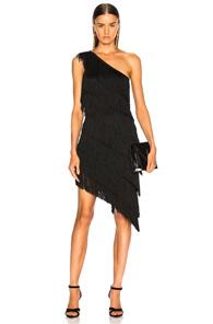 Norma Kamali For Fwrd Fringe One Shoulder Dress In Black