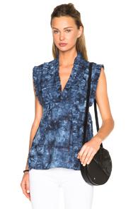 Thakoon Ruffle Top In Blue,ombre & Tie Dye