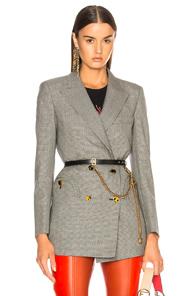 Blaze Milano Kentra Everyday Double Breasted Blazer In Checkered & Plaid,gray